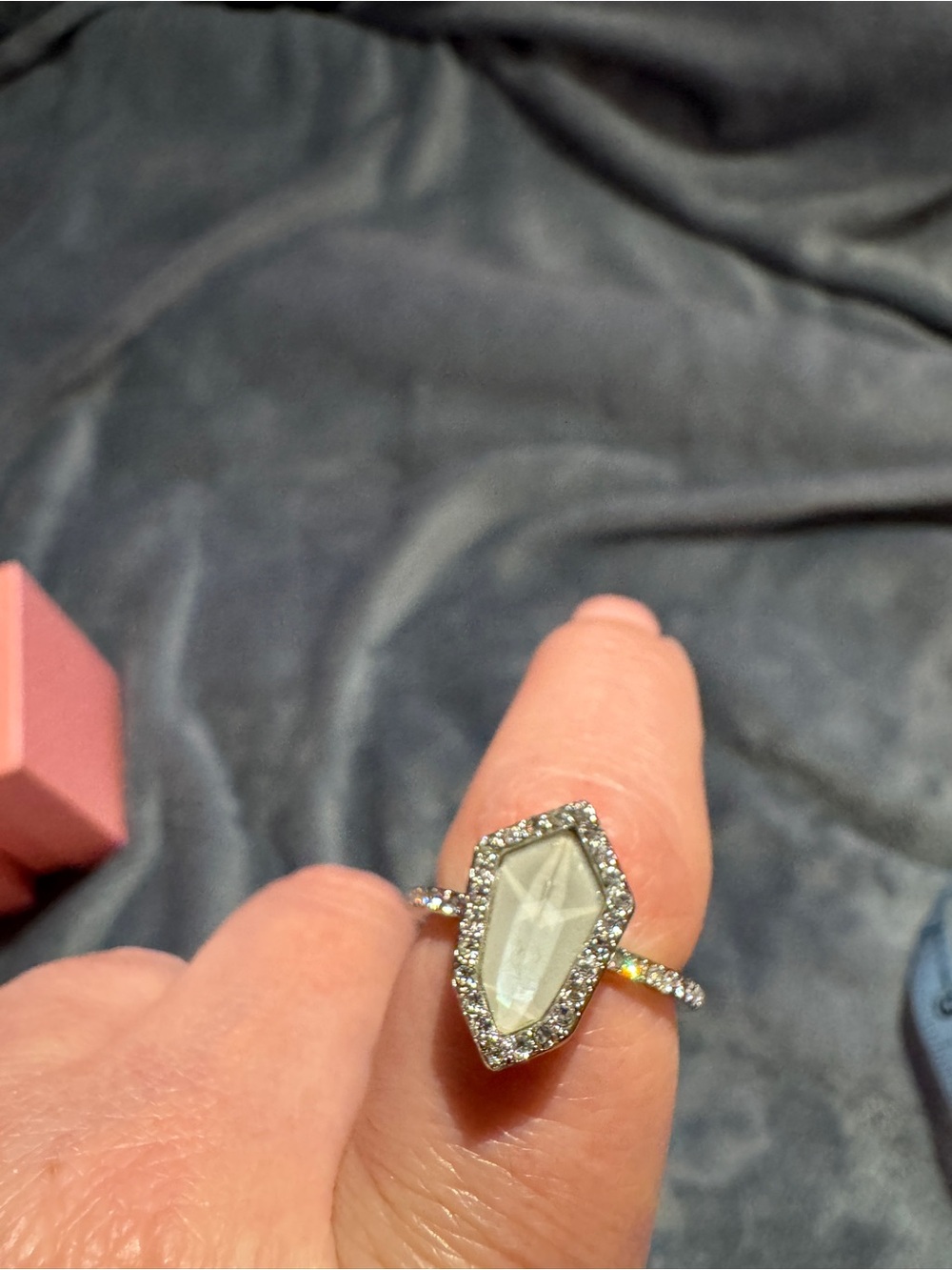 Women's Geometric White Crystal Halo Ring - Unbranded